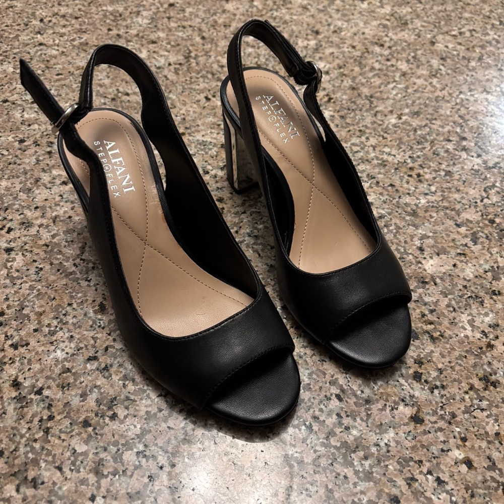 Alfani Step N Flex Black Open-Toe Slingback Heels. Size 5M. Excellent Condition!